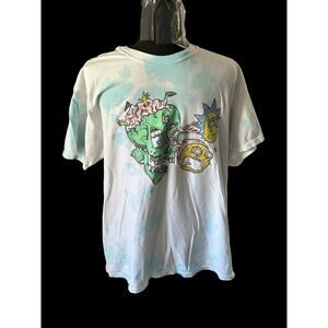 Rick And Morty Shirt Mens Medium Blue White Short Sleeve‎ Adult Swim